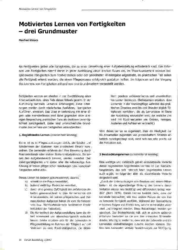 Vorschauseite 1: Motiviertes Lernen von Fertigkeiten - drei Grundmuster