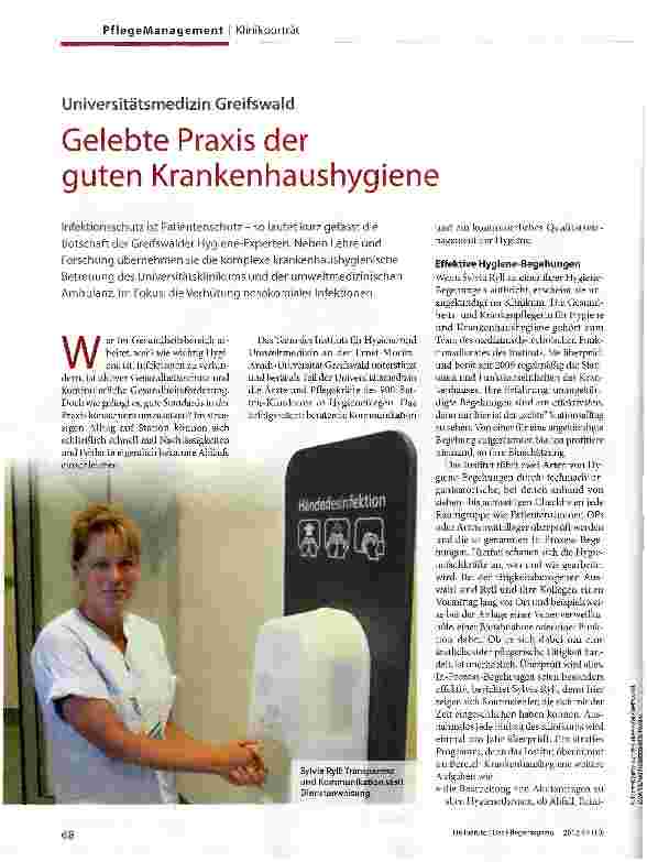 Vorschauseite 1: Gelebte Praxis der guten Krankenhaushygiene