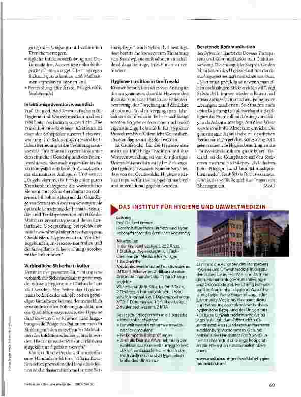 Vorschauseite 2: Gelebte Praxis der guten Krankenhaushygiene