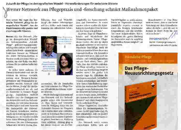 Vorschauseite 1: Bremer Netzwerk aus Pflegepraxis und -forschung schnürt Maßnahmenpaket