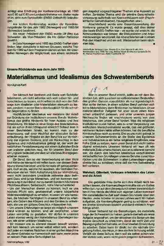 Vorschauseite 1: Materialismus und Idealismus des Schwesternberufs