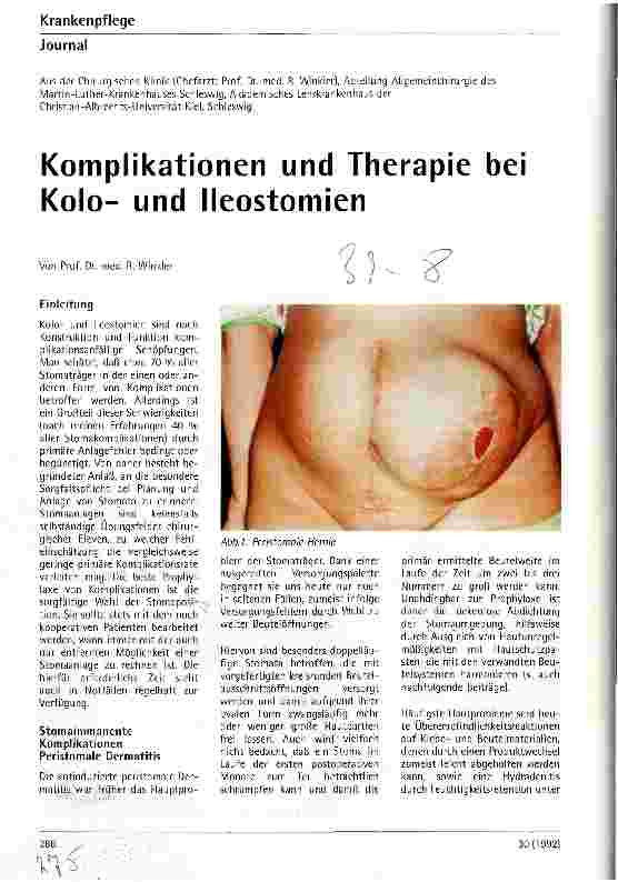 Vorschauseite 1: Komplikationen und Therapie bei Kolound Ileostomien