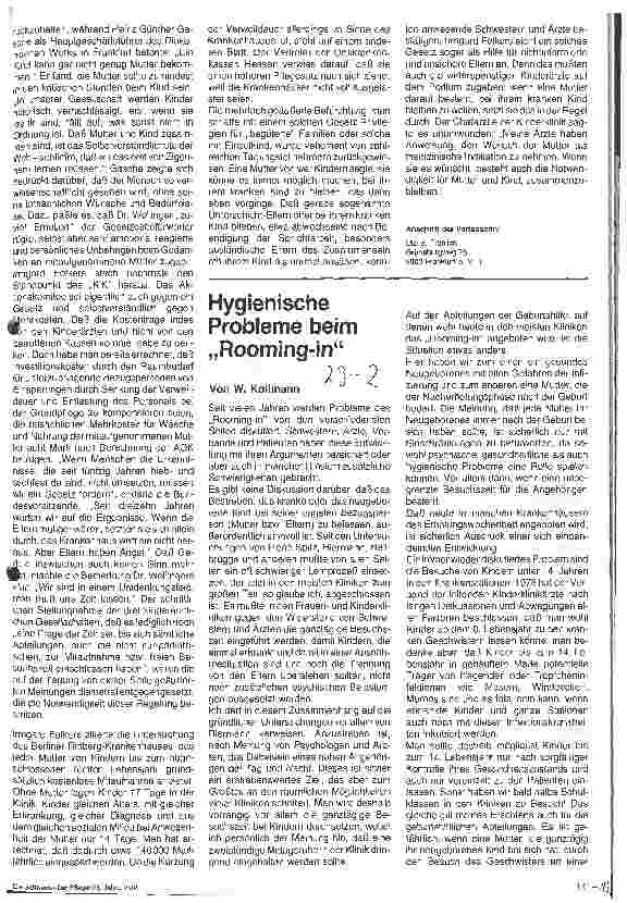 Vorschauseite 1: Hygienische Probleme beim Rooming-in