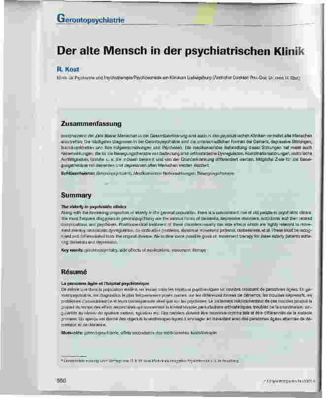 Vorschauseite 1: Der alte Mensch in der psychiatrischen Klinik