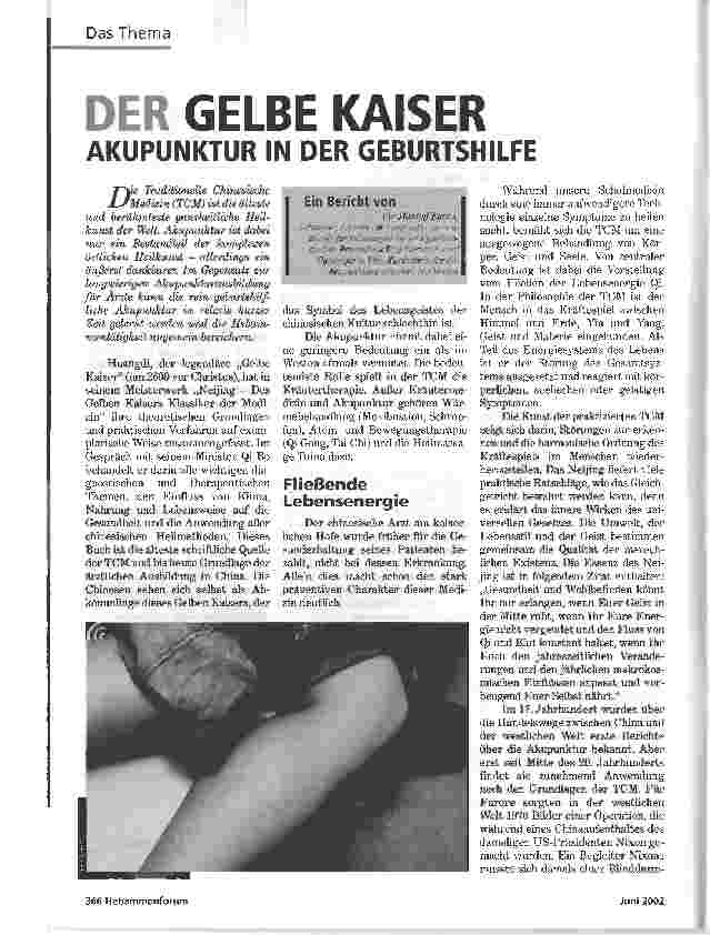 Vorschauseite 1: DER GELBE KAISERAKUPUNKTUR IN DER GEBURTSHILFE