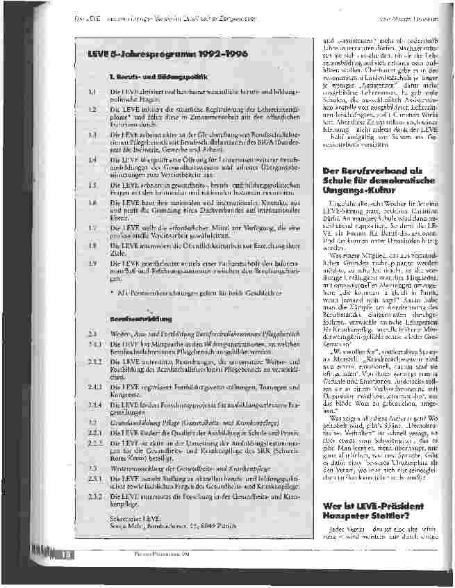 Vorschauseite 4: Die LEVE - ein zehnjähriger Verein im Urteil seiner Zeitgenossen