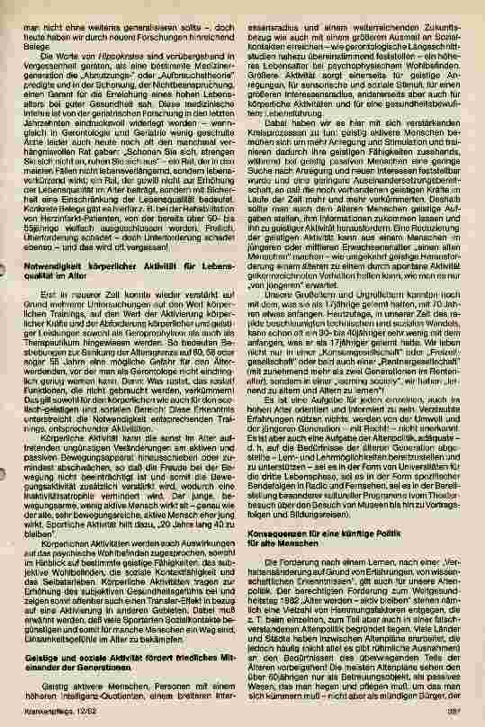 Vorschauseite 2: Friedensgedanken zum Weltgesundheitsthema 1982 Dem Leben Jahre geben - den Jahren leben geben