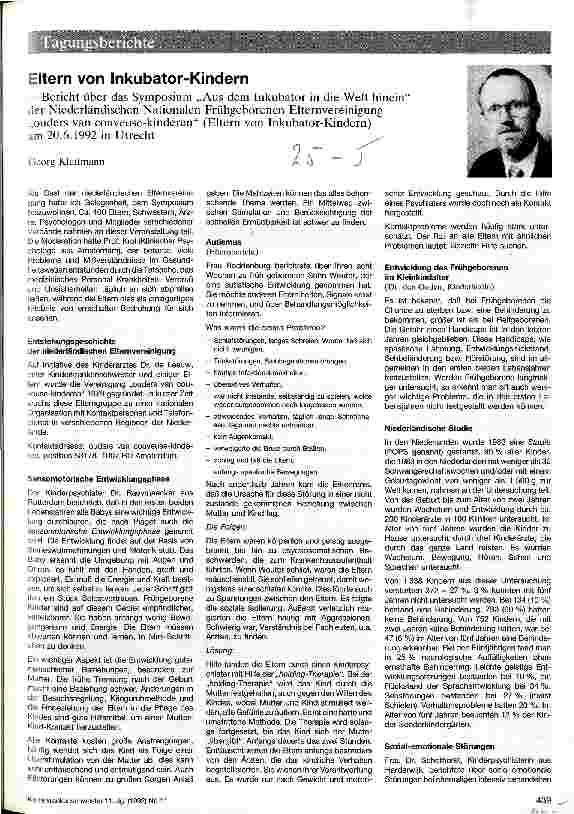 Vorschauseite 1: Eltern von Inkubator-Kindern