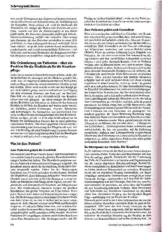 Vorschauseite 2: Patientenorientierte Medizin und Pflege Leitlinie und Zukunftsperspektive für die Arbeit mit kranken Menschen