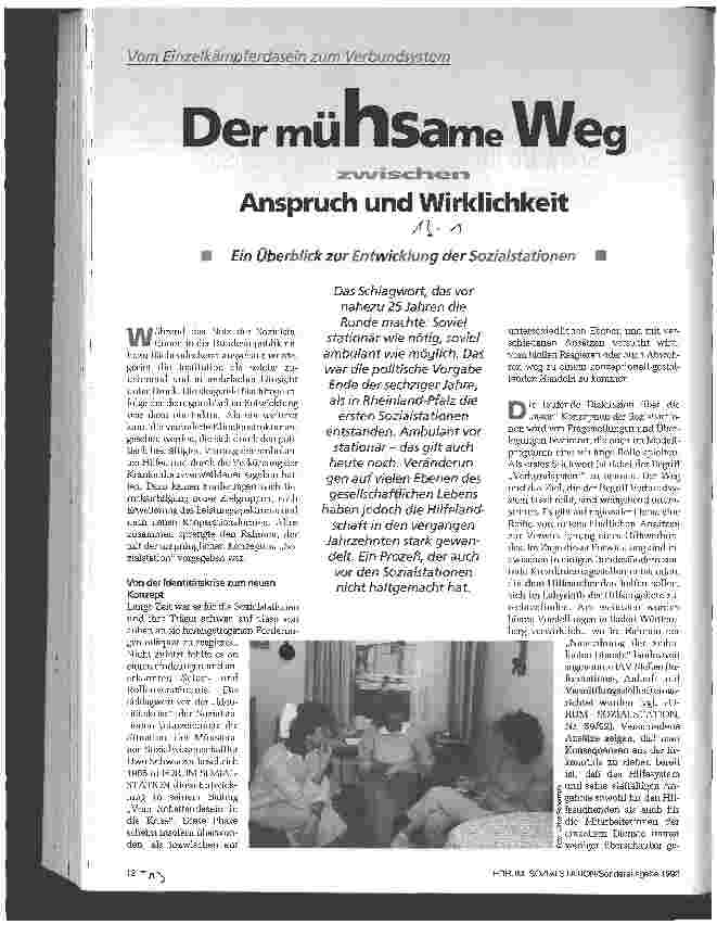 Vorschauseite 1: Der mühsame Weg zwischen Anspruch und Wirklichkeit Ein Überblick zur Entwicklung der Sozialstationen
