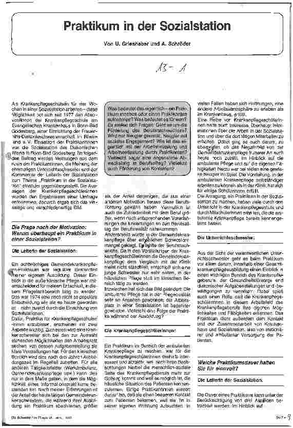 Vorschauseite 1: Praktikum in der Sozialstation