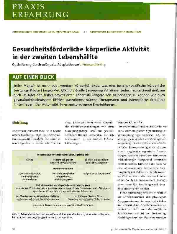 Vorschauseite 1: Gesundheitsförderliche körperliche Aktivität in der zweiten Lebenshälfte
