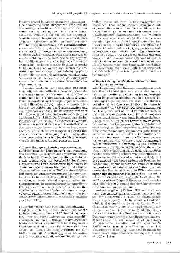 Vorschauseite 5: Beteiligung der Spitzenorganisationen von Gewerkschaften nach §53 BeamtStG/ §118 BBG und Streikrecht der Beamten