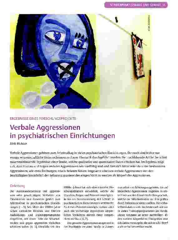 Vorschauseite 1: Verbale Aggressionen in psychiatrischen Einrichtungen