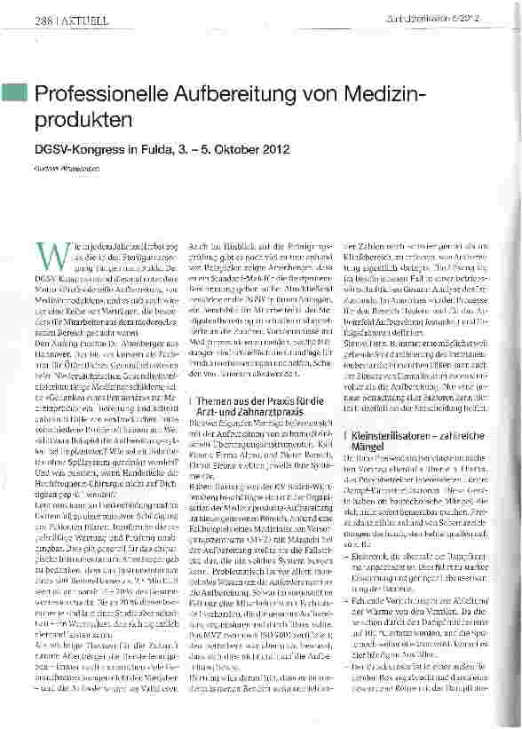 Vorschauseite 1: Professionelle Aufbereitung von Medizin Produkten