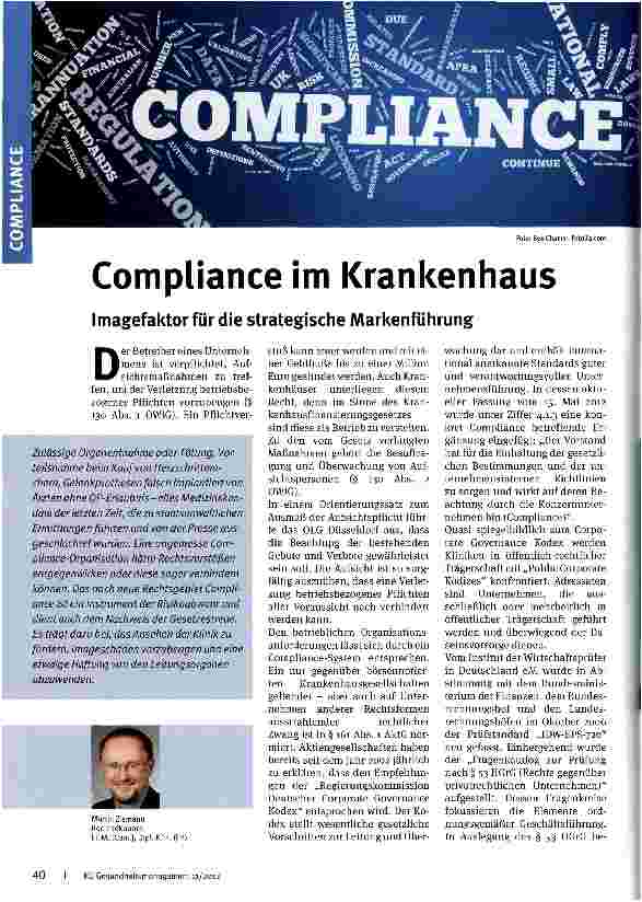 Vorschauseite 1: Compliance im Krankenhaus