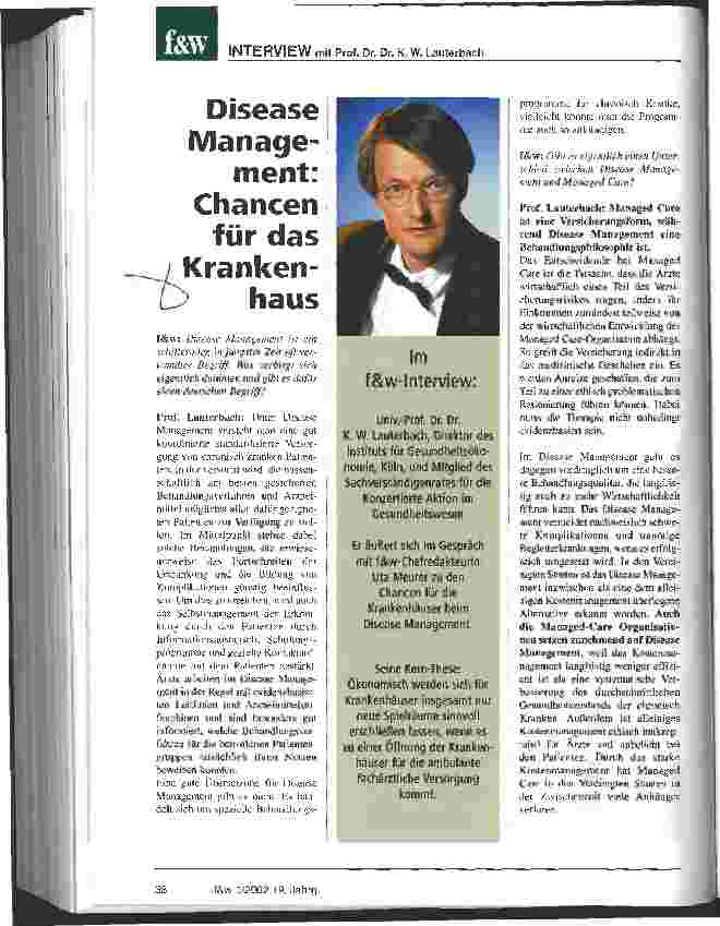 Vorschauseite 1: Disease Management: Chancen für das Krankenhaus