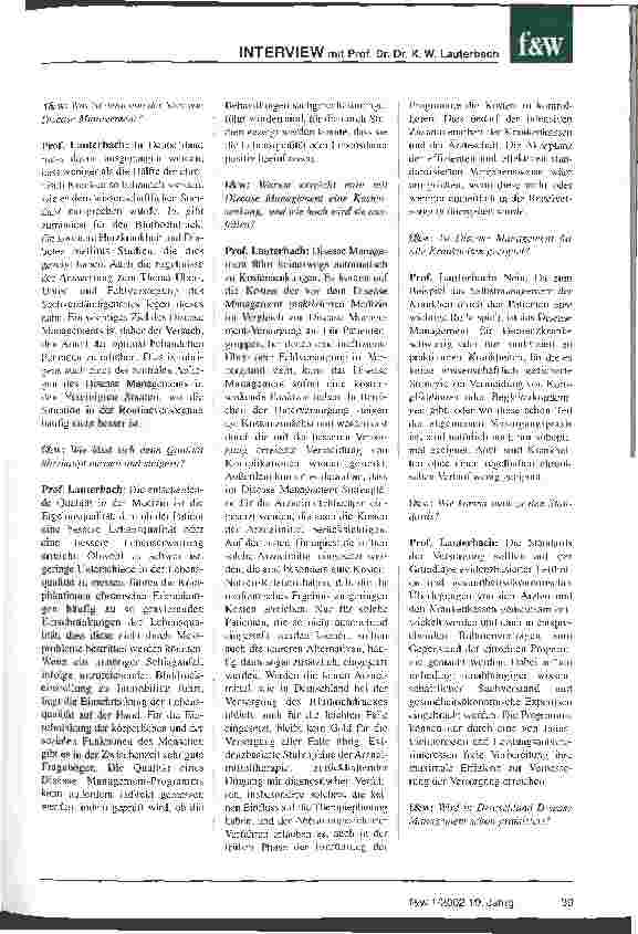 Vorschauseite 2: Disease Management: Chancen für das Krankenhaus