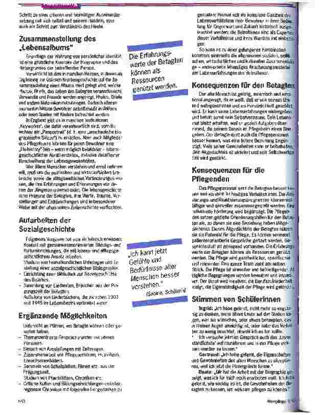 Vorschauseite 2: Biographie-Arbeit in der Ausbildung Eine Schule geht neue Wege in der Geriatrischen Pflege