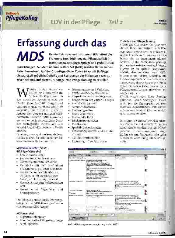 Vorschauseite 1: Erfassung durch das MDS EDV in der Pflege - Teil 2