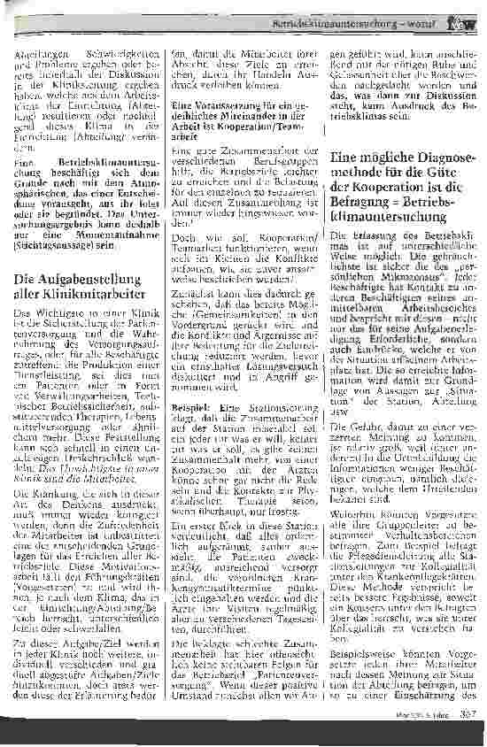 Vorschauseite 2: Betriebsklimauntersuchung - wozu? Erfahrungen im Rehabilitationskrankenhaus Ulm