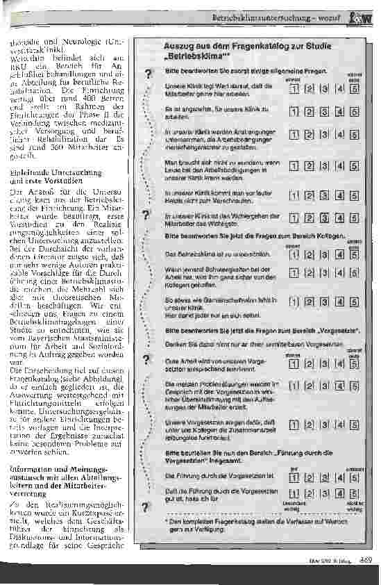 Vorschauseite 4: Betriebsklimauntersuchung - wozu? Erfahrungen im Rehabilitationskrankenhaus Ulm