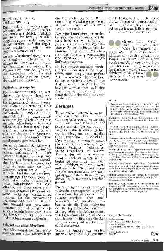 Vorschauseite 6: Betriebsklimauntersuchung - wozu? Erfahrungen im Rehabilitationskrankenhaus Ulm