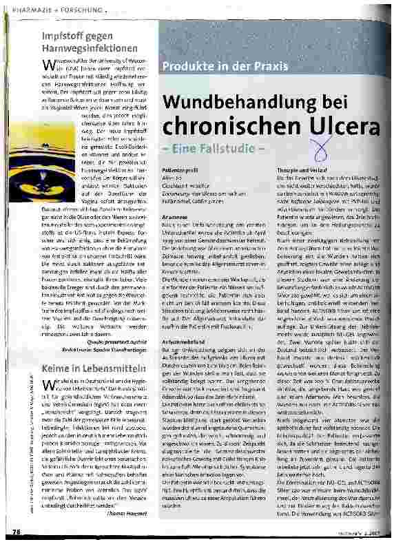 Vorschauseite 1: Wundbehandlung bei chronischen Ulcera - Eine Fallstudie -