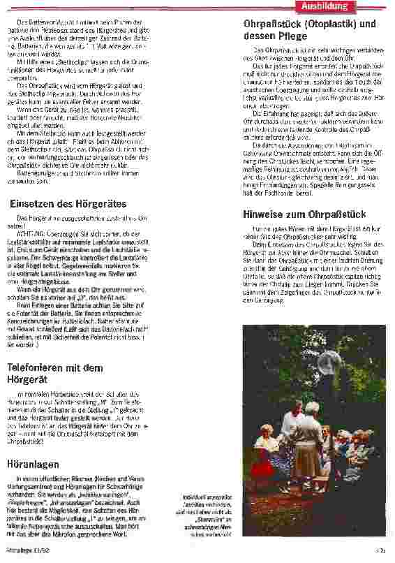 Vorschauseite 3: Hilfsmittel für Schwerhörige Bausteine für den Unterricht in der Altenpflegeschule /Teil II