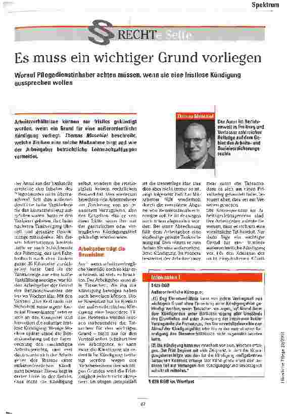 Vorschauseite 1: Es muss ein wichtiger Grund vorliegen