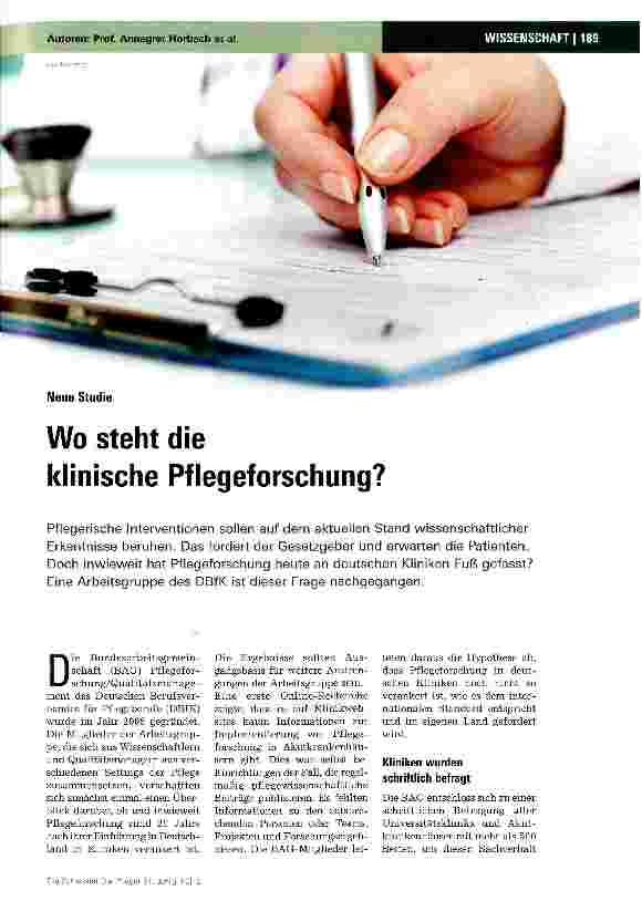 Vorschauseite 1: Wo steht die klinische Pflegeforschung?