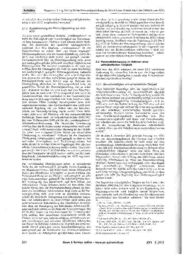 Vorschauseite 2: Die tarifliche Personalgestellung im öffentlichen Dienst nach der Reform des AÜG