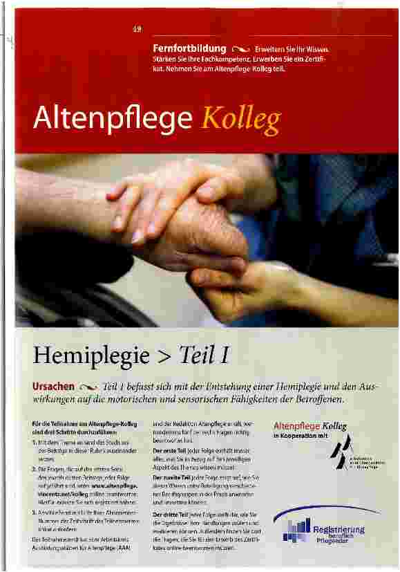 Vorschauseite 1: Alten pflege Kolleg Hemiplegie > Teil I
