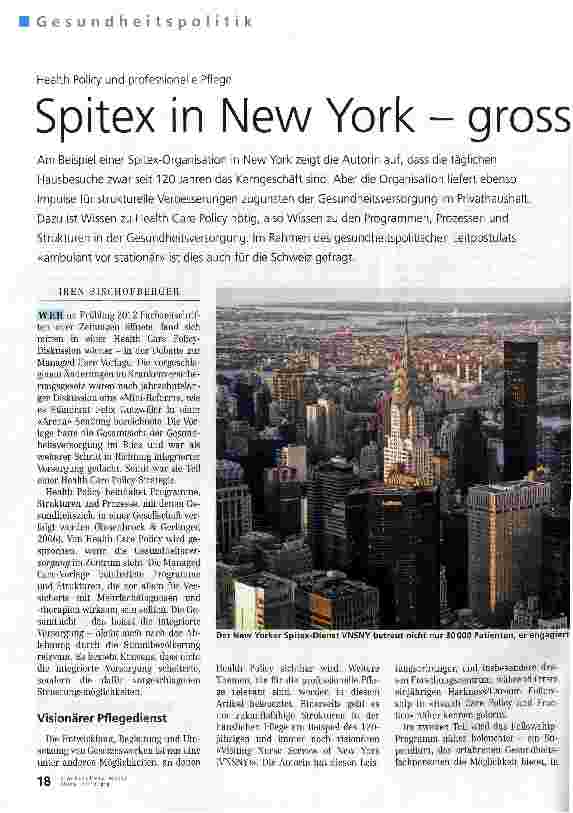 Vorschauseite 1: Spitex in New York - gross, modern, innovativ