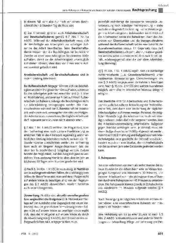 Vorschauseite 6: Zur Einhaltung von Arbeitszeiten und Ruhezeiten nach dem ArbeitszeitgesetzArbZG§ 3, § 5, § 16 Abs. 2, § 17 Abs. 2 und 4; BayVwVfG Art. 28 Abs. 1, Art. 37 Abs. 1, Art. 45 Abs. 1 Nr…