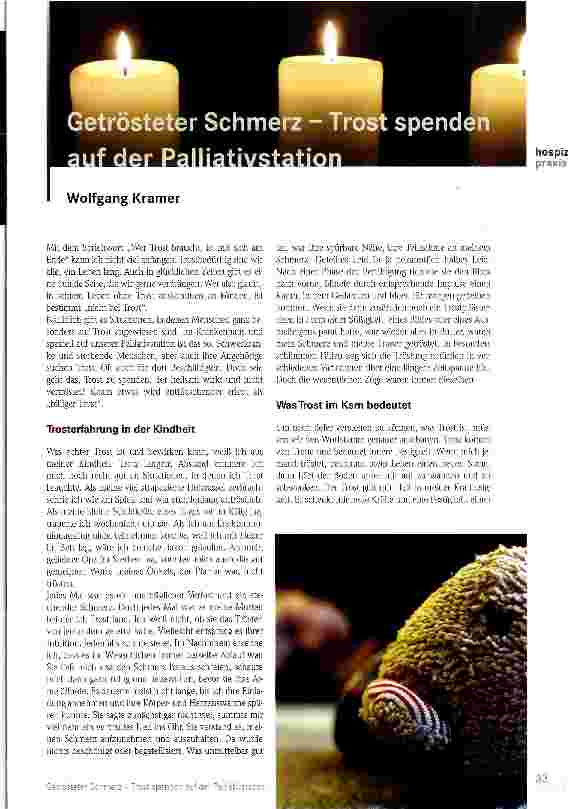 Vorschauseite 1: Getrösteter Schmerz- Trost spenden auf der Palliativstation