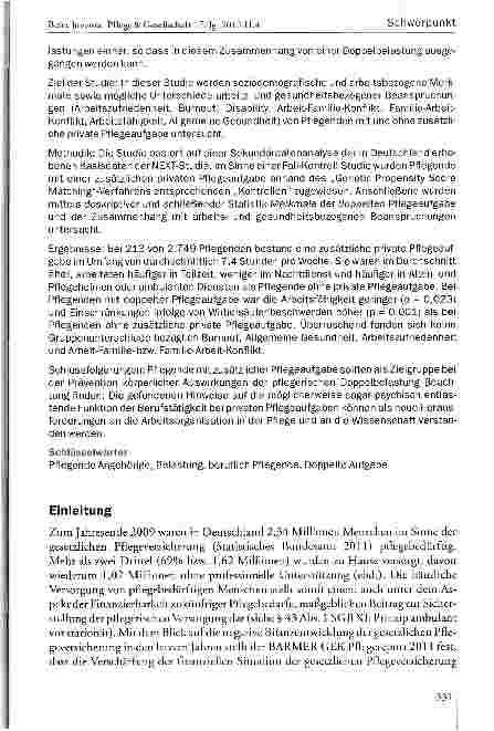 Vorschauseite 2: Pflege als doppelte Aufgabe: Eine Sekundärdatenanalyse zu Pflegenden mit zusätzlichen privaten Pflegeaufgaben