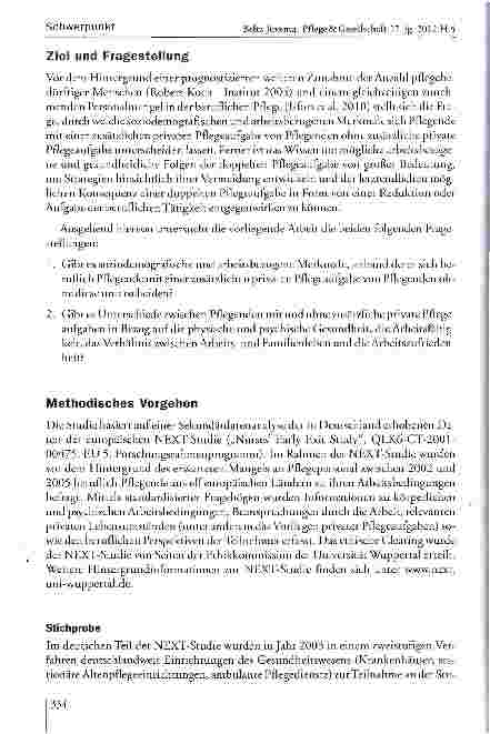 Vorschauseite 5: Pflege als doppelte Aufgabe: Eine Sekundärdatenanalyse zu Pflegenden mit zusätzlichen privaten Pflegeaufgaben