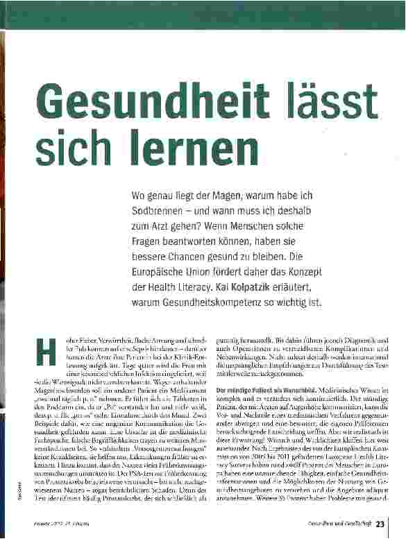 Vorschauseite 1: Gesundheit lässt sich lernen
