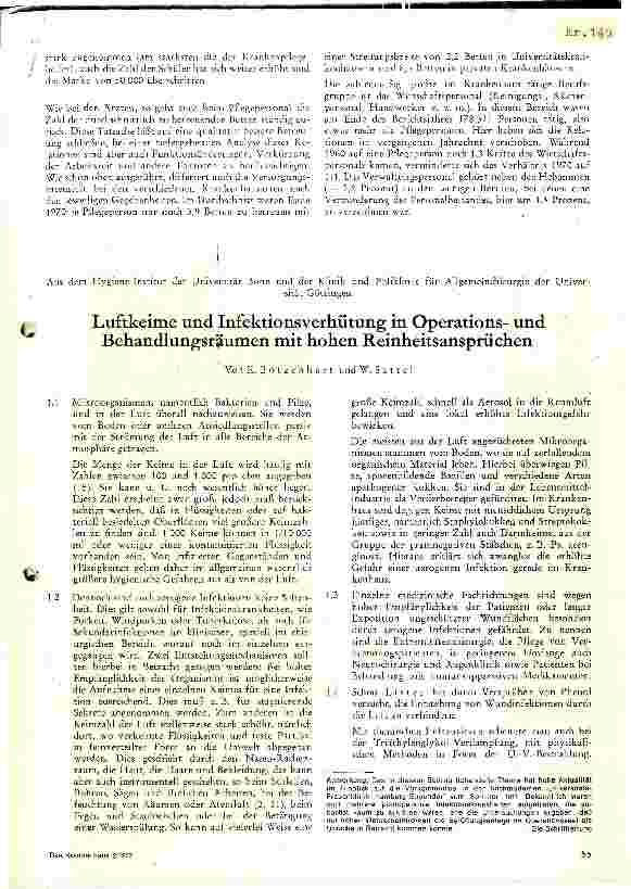 Vorschauseite 1: Luftkeime und Infektionsverhütung in Operationsund Behandlungsräumen mit hohen Reinheitsansprüchen