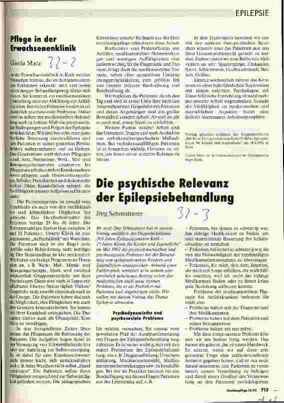 Vorschauseite 1: Aufgaben der Pflege bei Epilepsiekranken Die psychische Relevanz der Epilepsiebehandlung