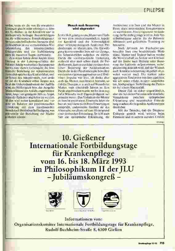Vorschauseite 3: Aufgaben der Pflege bei Epilepsiekranken Die psychische Relevanz der Epilepsiebehandlung
