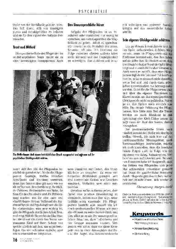 Vorschauseite 3: Nach Schock und Horror in tröstender Obhut Posttraumatisches Stress-Syndrom
