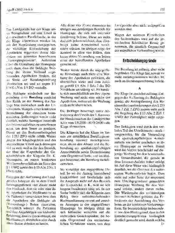 Vorschauseite 2: Werbung mit Rundum-Versorgung Oberlandesgericht Köln, Urteil vom 7. September 2001