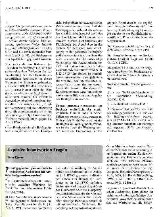 Vorschauseite 4: Werbung mit Rundum-Versorgung Oberlandesgericht Köln, Urteil vom 7. September 2001