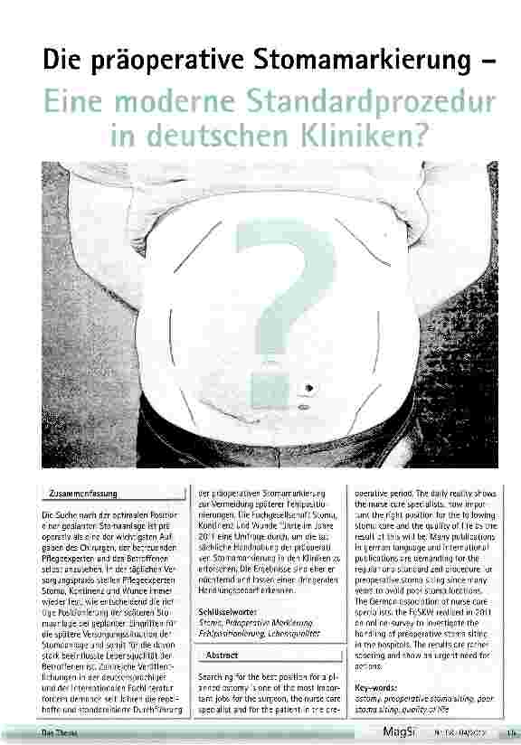 Vorschauseite 1: Die präoperative Stomamarkierung - Eine moderne Standardprozedur in deutschen Kliniken?