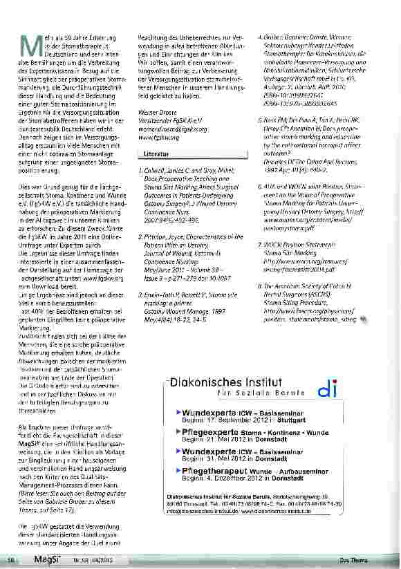 Vorschauseite 2: Die präoperative Stomamarkierung - Eine moderne Standardprozedur in deutschen Kliniken?
