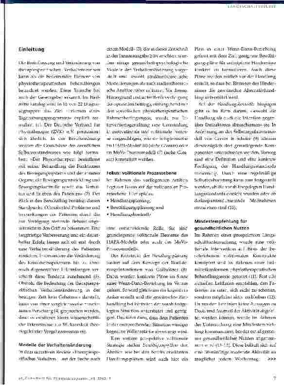 Vorschauseite 2: Änderung des Aktivitätsverhaltens im Rahmen von ambulanten physiotherapeutischen Behandlungen