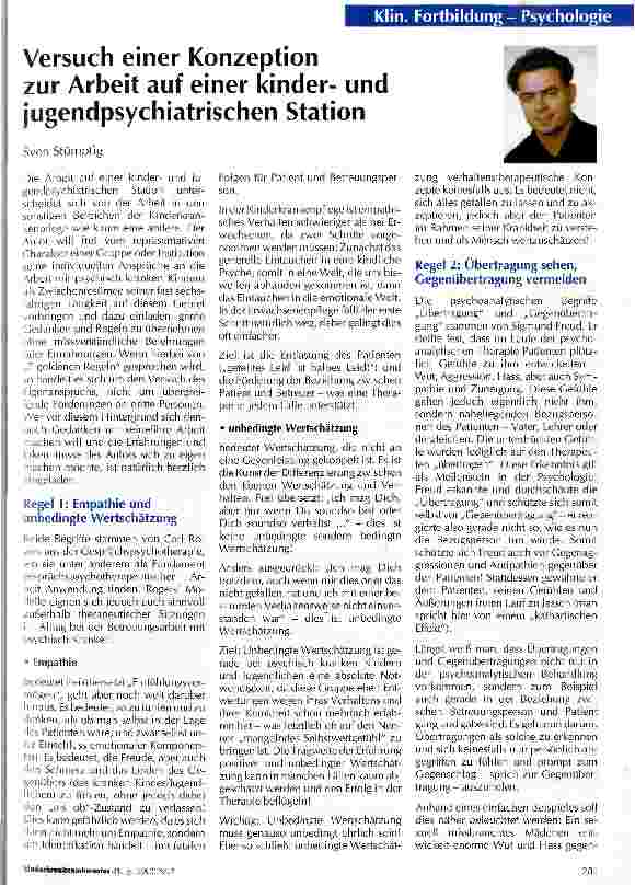 Vorschauseite 1: Versuch einer Konzeption zur Arbeit auf einer kinderund jugendpsychiatrischen Station