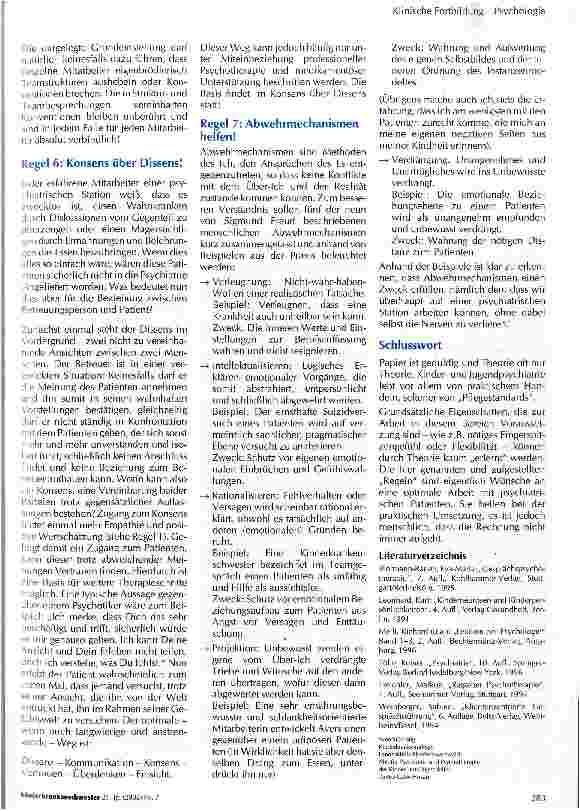 Vorschauseite 3: Versuch einer Konzeption zur Arbeit auf einer kinderund jugendpsychiatrischen Station